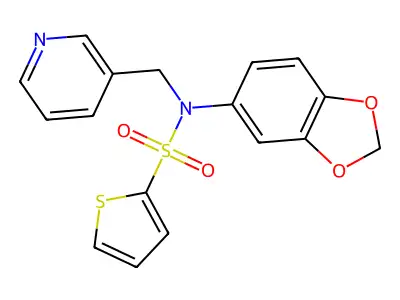 Benzo[3,4-D]1,3-dioxolen-5-YL(3-pyridylmethyl)(2-thienylsulfonyl)amine structure