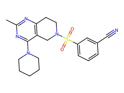 3-[(2-methyl-4-piperidin-1-yl-7,8-dihydro-5H-pyrido[4,3-d]pyrimidin-6-yl)sulfonyl]benzonitrile structure