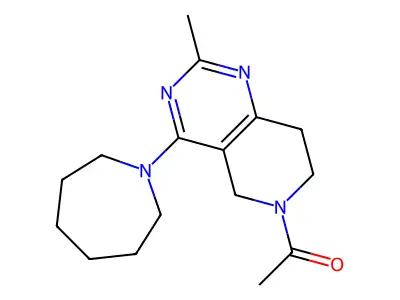 1-[4-(azepan-1-yl)-2-methyl-7,8-dihydro-5H-pyrido[4,3-d]pyrimidin-6-yl]ethanone structure