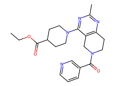ethyl 1-[2-methyl-6-(pyridine-3-carbonyl)-7,8-dihydro-5H-pyrido[4,3-d]pyrimidin-4-yl]piperidine-4-carboxylate structure