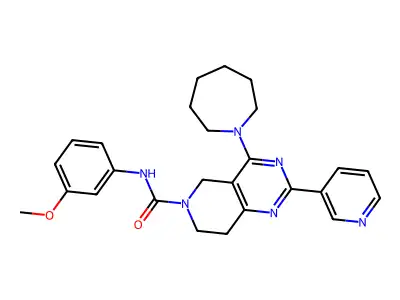 4-(azepan-1-yl)-N-(3-methoxyphenyl)-2-pyridin-3-yl-7,8-dihydro-5H-pyrido[4,3-d]pyrimidine-6-carboxamide structure