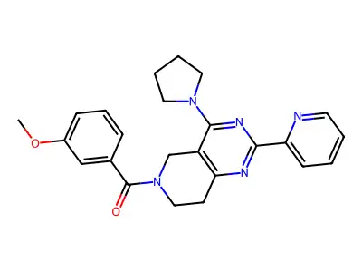 (3-methoxyphenyl)-(2-pyridin-2-yl-4-pyrrolidin-1-yl-7,8-dihydro-5H-pyrido[4,3-d]pyrimidin-6-yl)methanone structure