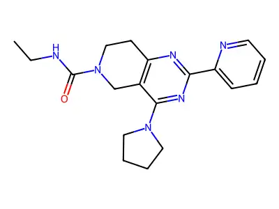N-ethyl-2-pyridin-2-yl-4-pyrrolidin-1-yl-7,8-dihydro-5H-pyrido[4,3-d]pyrimidine-6-carboxamide structure