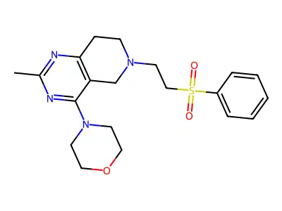 4-[6-[2-(benzenesulfonyl)ethyl]-2-methyl-7,8-dihydro-5H-pyrido[4,3-d]pyrimidin-4-yl]morpholine structure