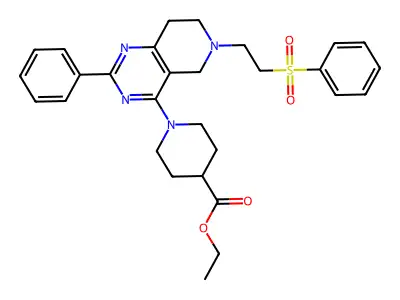 ethyl 1-[6-[2-(benzenesulfonyl)ethyl]-2-phenyl-7,8-dihydro-5H-pyrido[4,3-d]pyrimidin-4-yl]piperidine-4-carboxylate structure