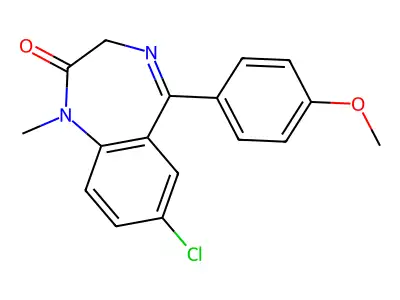 7-Chloro-1,3-dihydro-5-(4-methoxyphenyl)-1-methyl-2H-1,4-benzodiazepin-2-one structure