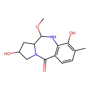 1,2,3,10,11,11a-Hexahydro-2,9-dihydroxy-11-methoxy-8-methyl-5H-pyrrolo(2,1-c)(1,4)benzodiazepin-5-one structure