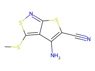 Thieno(2,3-c)isothiazole-5-carbonitrile, 4-amino-3-(methylthio)- structure