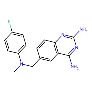 6-[(4-fluoro-N-methylanilino)methyl]quinazoline-2,4-diamine structure