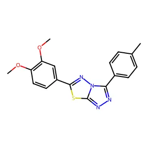 6-(3,4-dimethoxyphenyl)-3-(4-methylphenyl)[1,2,4]triazolo[3,4-b][1,3,4]thiadiazole structure