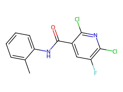 2,6-dichloro-5-fluoro-N-(2-methylphenyl)nicotinamide structure