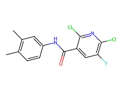 2,6-dichloro-N-(3,4-dimethylphenyl)-5-fluoronicotinamide structure