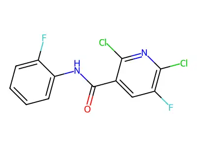 2,6-dichloro-5-fluoro-N-(2-fluorophenyl)nicotinamide structure