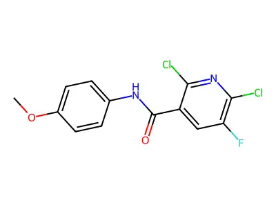 2,6-dichloro-5-fluoro-N-(4-methoxyphenyl)nicotinamide structure