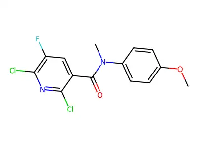 2,6-dichloro-5-fluoro-N-(4-methoxyphenyl)-N-methylnicotinamide structure