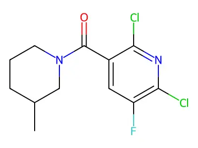 2,6-Dichloro-3-fluoro-5-[(3-methyl-1-piperidinyl)carbonyl]pyridine structure