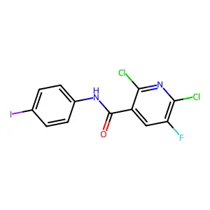 2,6-dichloro-5-fluoro-N-(4-iodophenyl)nicotinamide structure