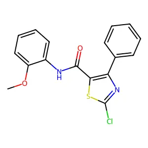 2-chloro-N-(2-methoxyphenyl)-4-phenyl-1,3-thiazole-5-carboxamide structure