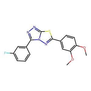 6-(3,4-dimethoxyphenyl)-3-(3-fluorophenyl)-[1,2,4]triazolo[3,4-b][1,3,4]thiadiazole structure