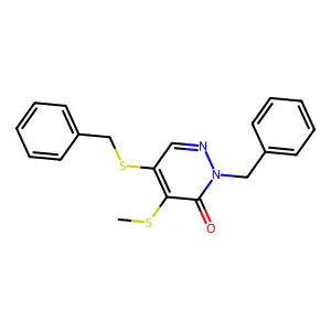 2-benzyl-5-(benzylsulfanyl)-4-(methylsulfanyl)-3(2H)-pyridazinone structure
