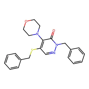 2-benzyl-5-(benzylsulfanyl)-4-(4-morpholinyl)-3(2H)-pyridazinone structure