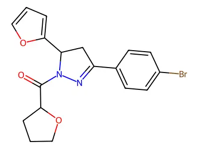 3-(4-bromophenyl)-5-(2-furyl)-1-(tetrahydro-2-furanylcarbonyl)-4,5-dihydro-1H-pyrazole structure