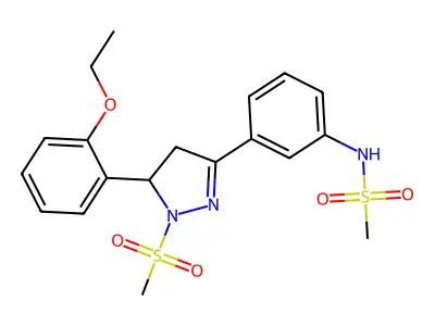 N-(3-(5-(2-ethoxyphenyl)-1-(methylsulfonyl)-4,5-dihydro-1H-pyrazol-3-yl)phenyl)methanesulfonamide structure
