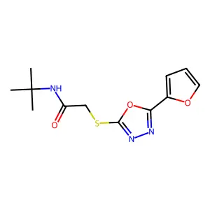 N-(tert-butyl)-2-{[5-(2-furyl)-1,3,4-oxadiazol-2-yl]thio}acetamide structure