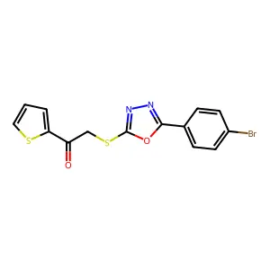 2-[[5-(4-Bromophenyl)-1,3,4-oxadiazol-2-yl]sulfanyl]-1-thiophen-2-ylethanone structure