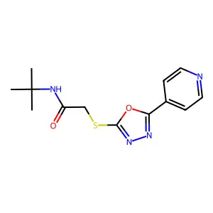 N-(tert-butyl)-2-{[5-(4-pyridinyl)-1,3,4-oxadiazol-2-yl]sulfanyl}acetamide structure