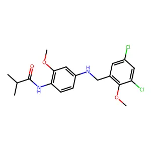 N-{4-[(3,5-dichloro-2-methoxybenzyl)amino]-2-methoxyphenyl}-2-methylpropanamide structure