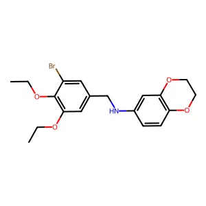 N-[(3-bromo-4,5-diethoxyphenyl)methyl]-2,3-dihydro-1,4-benzodioxin-6-amine structure