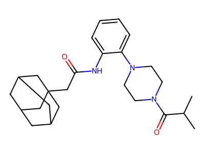 2-(1-adamantyl)-N-[2-[4-(2-methylpropanoyl)piperazin-1-yl]phenyl]acetamide structure