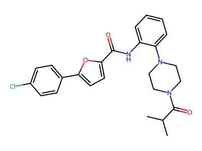 5-(4-chlorophenyl)-N-[2-(4-isobutyryl-1-piperazinyl)phenyl]-2-furamide structure