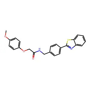 N-[4-(1,3-benzothiazol-2-yl)benzyl]-2-(4-methoxyphenoxy)acetamide structure