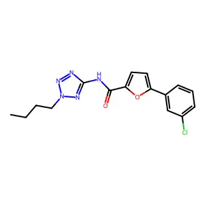 N-(2-butyltetrazol-5-yl)-5-(3-chlorophenyl)furan-2-carboxamide structure