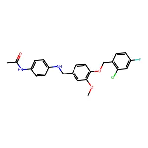N-[4-({4-[(2-chloro-4-fluorobenzyl)oxy]-3-methoxybenzyl}amino)phenyl]acetamide structure
