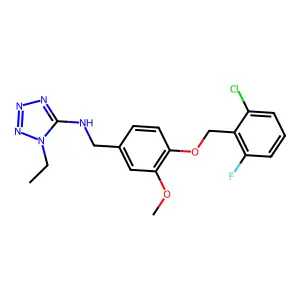 N-{4-[(2-chloro-6-fluorobenzyl)oxy]-3-methoxybenzyl}-1-ethyl-1H-tetrazol-5-amine structure