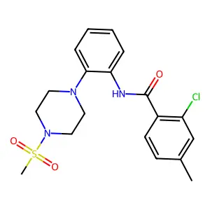 2-chloro-4-methyl-N-[2-(4-methylsulfonylpiperazin-1-yl)phenyl]benzamide structure