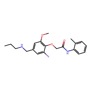 2-[2-iodo-6-methoxy-4-(propylaminomethyl)phenoxy]-N-(2-methylphenyl)acetamide structure