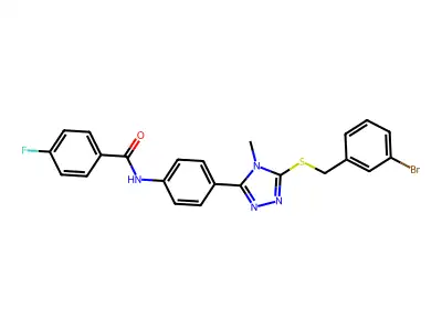 N-(4-{5-[(3-bromobenzyl)sulfanyl]-4-methyl-4H-1,2,4-triazol-3-yl}phenyl)-4-fluorobenzamide structure