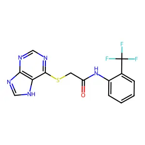 2-(9H-Purin-6-ylsulfanyl)-N-(2-trifluoromethyl-phenyl)-acetamide structure