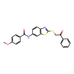 4-methoxy-N-{2-[(2-oxo-2-phenylethyl)sulfanyl]-1,3-benzothiazol-6-yl}benzamide structure