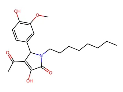 4-acetyl-3-hydroxy-5-(4-hydroxy-3-methoxyphenyl)-1-octyl-1,5-dihydro-2H-pyrrol-2-one structure