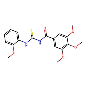 3,4,5-trimethoxy-N-((2-methoxyphenyl)carbamothioyl)benzamide structure