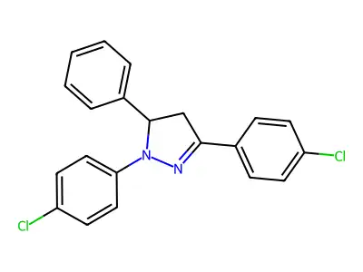1,3-bis(4-chlorophenyl)-5-phenyl-4,5-dihydro-1H-pyrazole structure