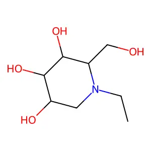 3,4,5-Piperidinetriol, 1-ethyl-2-(hydroxymethyl)-, (2R,3R,4R,5S)- structure