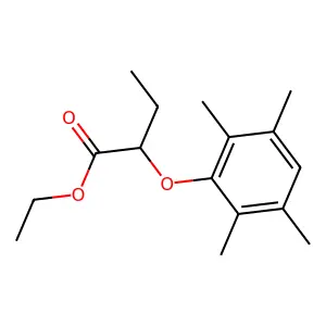 Ethyl 2-(2,3,5,6-tetramethylphenoxy)butanoate structure
