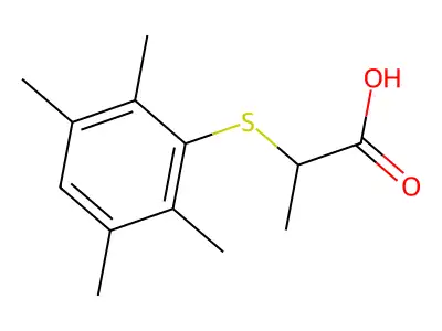 Propionic acid, 2-((2,3,5,6-tetramethylphenyl)thio)- structure