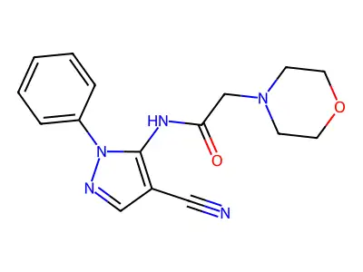 N-(4-cyano-1-phenyl-1H-pyrazol-5-yl)-2-morpholinoacetamide structure